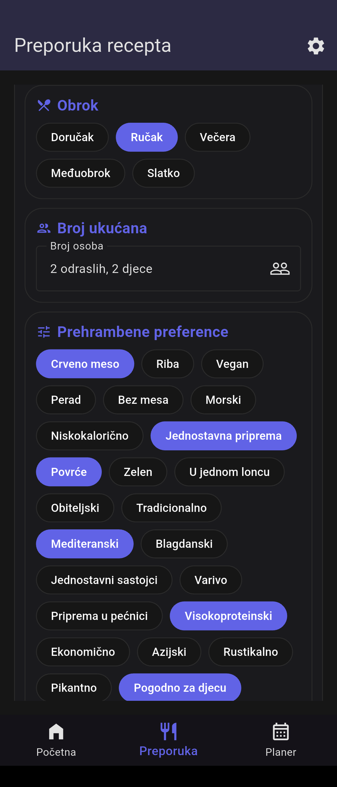 Blitva aplikacija - preporuka recepta