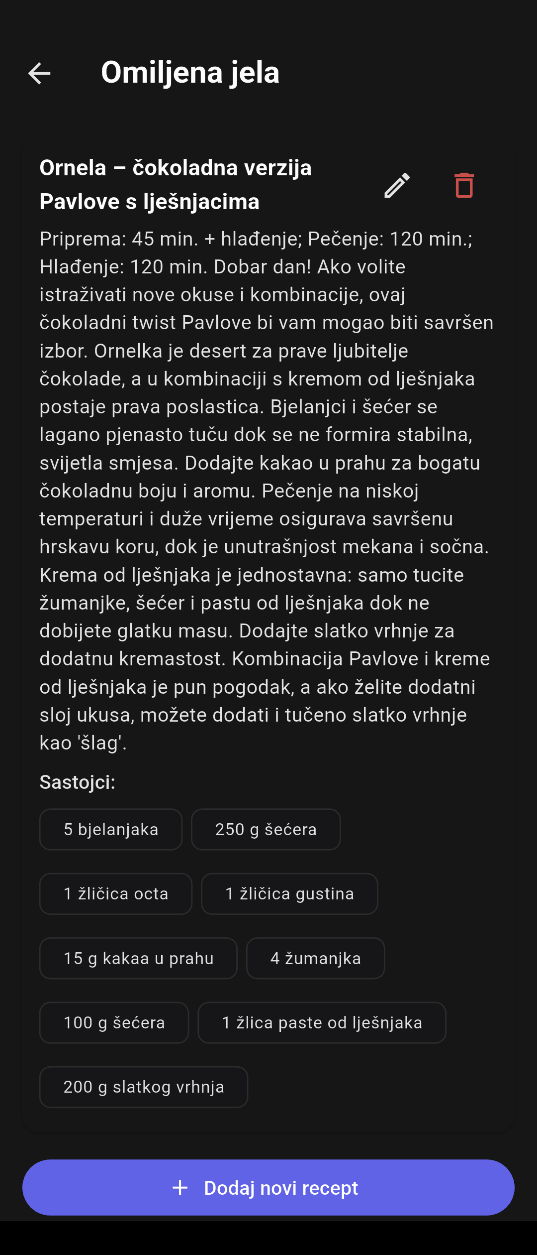 Blitva aplikacija - omiljena jela