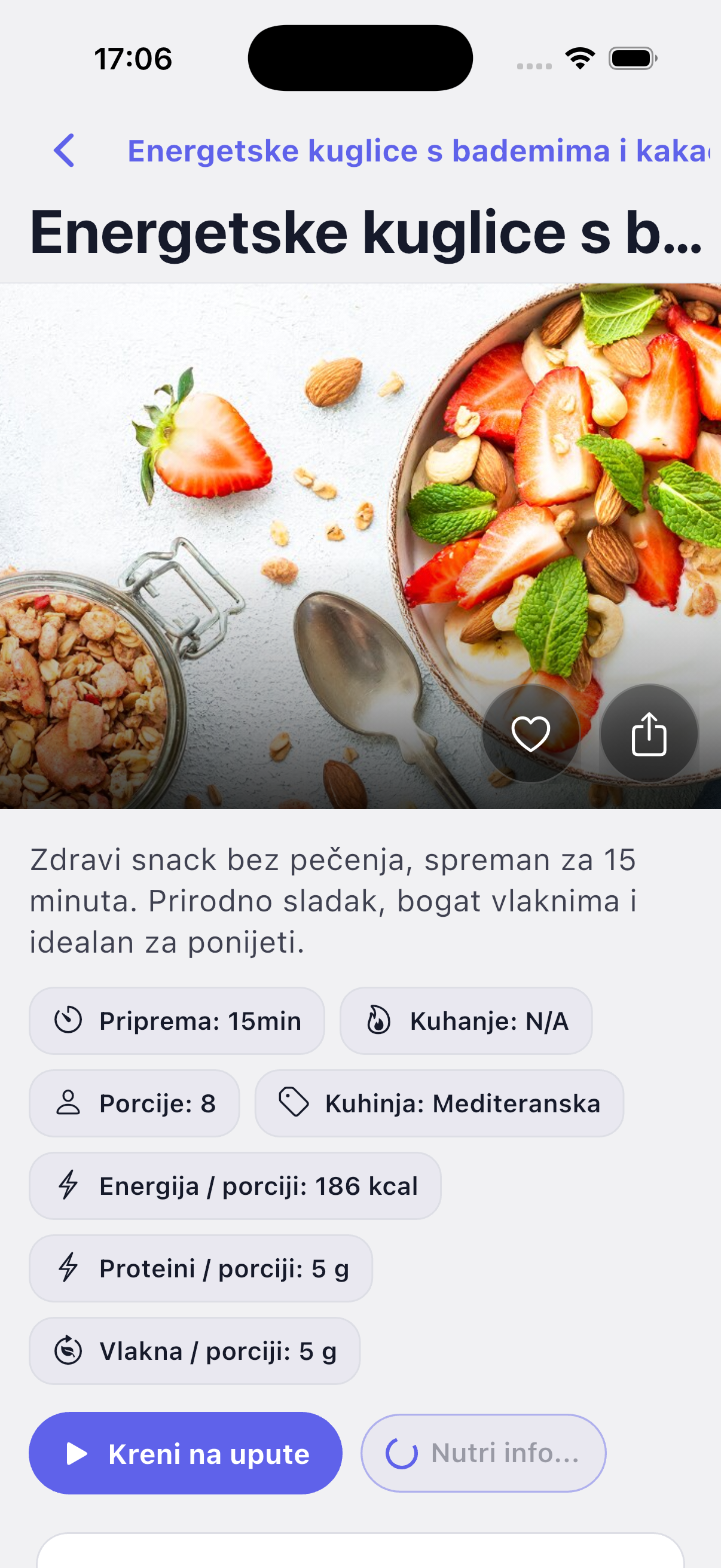 Recept za zdravi snack s kalorijama i nutrijentima