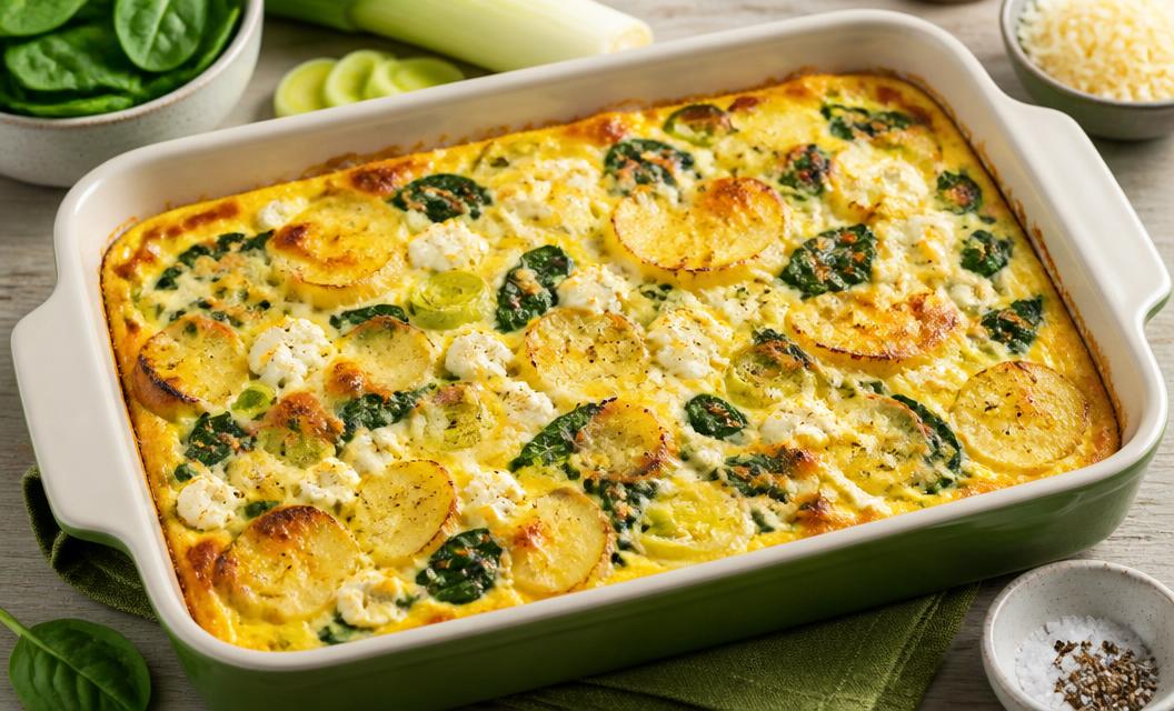 Zapečeni omlet s krumpirom i špinatom